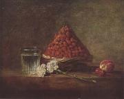 Jean Baptiste Simeon Chardin Still Life with Basket of Strawberries (mk08) oil on canvas
